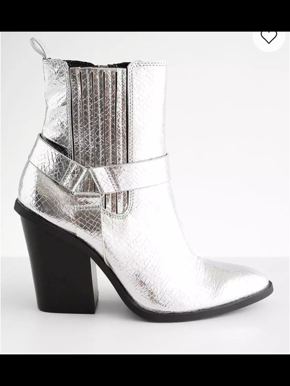 DV by Dolce Vita Silver Metallic Snakeskin Western Ankle Boot